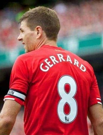 DUBLIN, REPUBLIC OF IRELAND - Saturday, August 10, 2013: Liverpool's captain Steven Gerrard, wearing the number eight shirt, against Glasgow Celtic during a preseason friendly match at the Aviva Stadium. (Pic by David Rawcliffe/Propaganda)