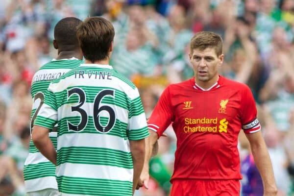 DUBLIN, REPUBLIC OF IRELAND - Saturday, August 10, 2013: Liverpool's captain Steven Gerrard after the 1-0 defeat to Glasgow Celtic during a preseason friendly match at the Aviva Stadium. (Pic by David Rawcliffe/Propaganda)