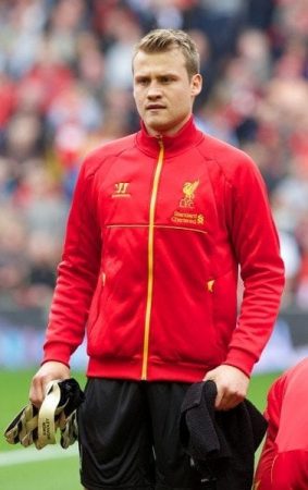 LIVERPOOL, ENGLAND - Sunday, September 1, 2013: Liverpool's goalkeeper Simon Mignolet before the Premiership match against Manchester United at Anfield. (Pic by David Rawcliffe/Propaganda)