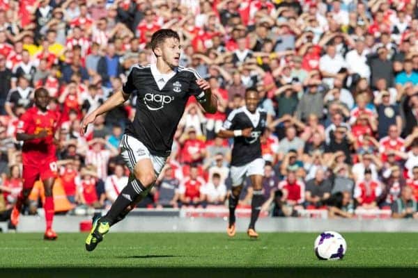 LIVERPOOL, ENGLAND - Saturday, September 21, 2013: Southampton's Adam Lallana in action against Liverpool during the Premiership match at Anfield. (Pic by David Rawcliffe/Propaganda)