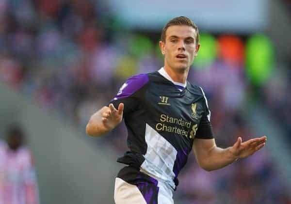 SUNDERLAND, ENGLAND - Sunday, September 29, 2013: Liverpool's Jordan Henderson in action against Sunderland during the Premiership match at the Stadium of Light. (Pic by David Rawcliffe/Propaganda)