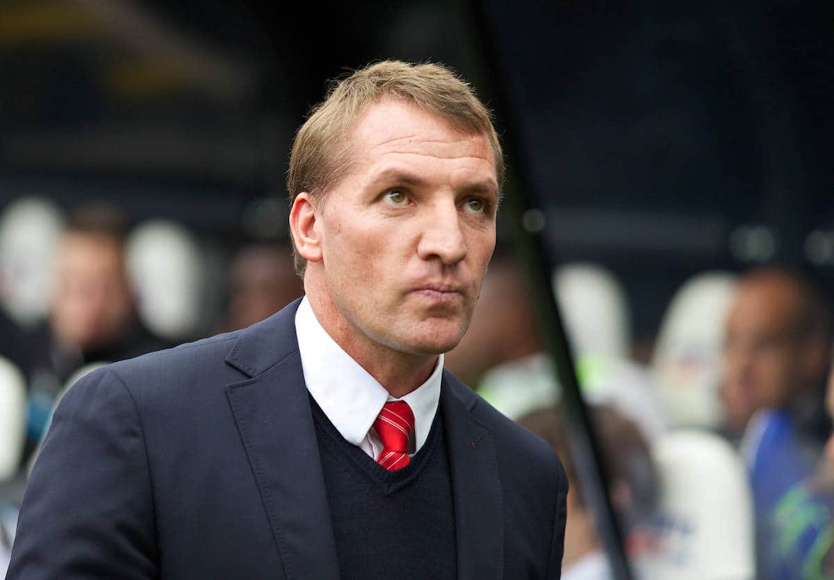 NEWCASTLE-UPON-TYNE, ENGLAND - Saturday, October 19, 2013: Liverpool's manager Brendan Rodgers before the Premiership match against Newcastle United at St. James' Park. (Pic by David Rawcliffe/Propaganda)