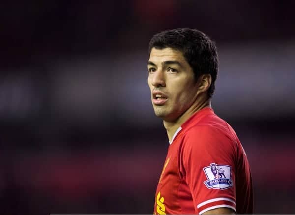 LIVERPOOL, ENGLAND - Saturday, November 9, 2013: Liverpool's Luis Suarez in action against Fulham during the Premiership match at Anfield. (Pic by David Rawcliffe/Propaganda)