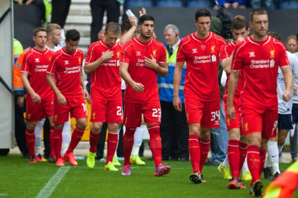 PRESTON, ENGLAND - Saturday, July 19, 2014: Liverpool's Emre Can walks out for his first game against Preston North End during a preseason friendly match at Deepdale Stadium. (Pic by David Rawcliffe/Propaganda)