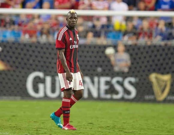 AC Milan's Mario Balotelli in action against Liverpool during the International Champions Cup Group B match at the Bank of America Stadium on day thirteen of the club's USA Tour. (Pic by David Rawcliffe/Propaganda)