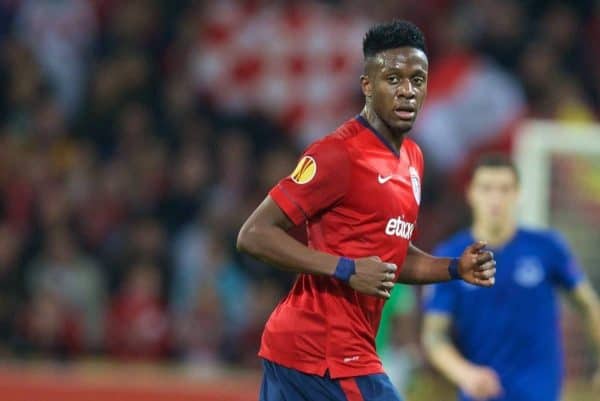 LILLE, FRANCE - Thursday, October 23, 2014: Lille OSC's Divock Origi in action against Everton during the UEFA Europa League Group H match at Stade Pierre-Mauroy. (Pic by David Rawcliffe/Propaganda)