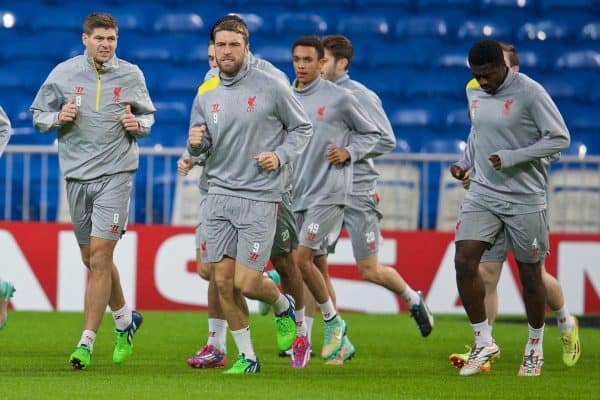 Trent Alexander-Arnold trains with the Liverpool first team at the Bernabeu, a month after his 16th birthday (Pic by David Rawcliffe/Propaganda)