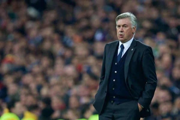 MADRID, SPAIN - Tuesday, November 4, 2014: Real Madrid's head coach Carlo Ancelotti during the UEFA Champions League Group B match against Liverpool at the Estadio Santiago Bernabeu. (Pic by David Rawcliffe/Propaganda)