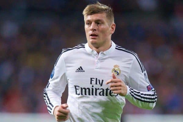 MADRID, SPAIN - Tuesday, November 4, 2014: Real Madrid's Toni Kroos in action against Liverpool during the UEFA Champions League Group B match at the Estadio Santiago Bernabeu. (Pic by David Rawcliffe/Propaganda)