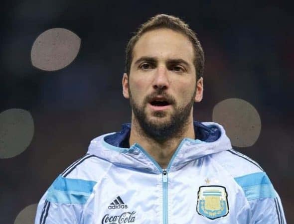 MANCHESTER, ENGLAND - Tuesday, November 18, 2014: Argentina's Gonzalo Higuain before the International Friendly match against Portugal at Old Trafford. (Pic by David Rawcliffe/Propaganda)