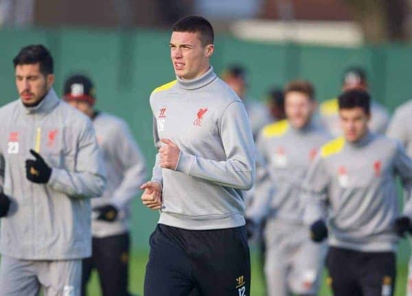 LIVERPOOL, ENGLAND - Tuesday, November 4, 2014: Liverpool's Lloyd Jones during a training session at Melwood Training Grounds ahead of the UEFA Champions League Group B match against PFC Ludogorets Razgrad. (Pic by David Rawcliffe/Propaganda)