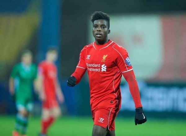 SOFIA, BULGARIA - Wednesday, November 26, 2014: Liverpool's Oviemuno Ejaria Sheyi Ojo in action against PFC Ludogorets Razgrad during the UEFA Youth League Group B match at the Georgi Asparuhov Stadium. (Pic by David Rawcliffe/Propaganda)