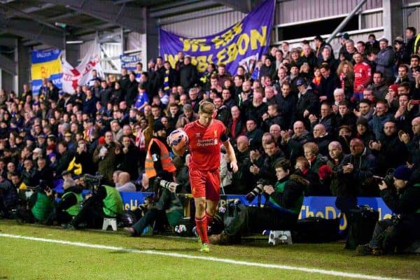 KINGSTON-UPON-THAMES, ENGLAND - Monday, January 5, 2015: Liverpool's captain Steven Gerrard in action against AFC Wimbledon during the FA Cup 3rd Round match at the Kingsmeadow Stadium. (Pic by David Rawcliffe/Propaganda)