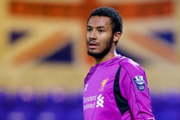 CHESTER, WALES - Monday, March 2, 2015: Liverpool's goalkeeper Lawrence Vigouroux in action against Chelsea during the Under 21 FA Premier League match at Deva Stadium. (Pic by David Rawcliffe/Propaganda)