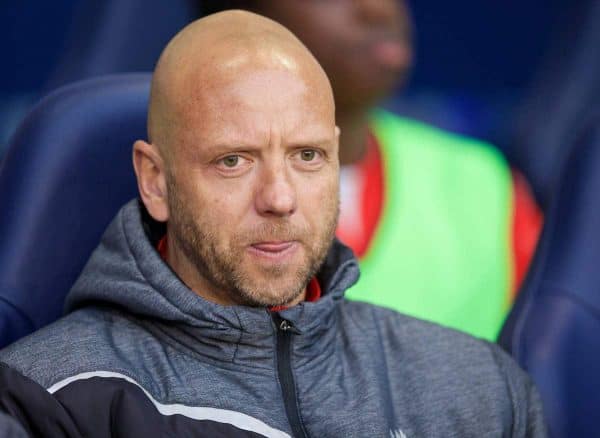 LONDON, ENGLAND - Friday, April 17, 2015: Liverpool's academy mentor Rob Jones before the Under 21 FA Premier League match against Tottenham Hotspur at White Hart Lane. (Pic by David Rawcliffe/Propaganda)