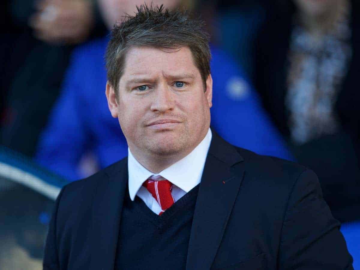 WIDNES, ENGLAND - Sunday, April 26, 2015: Liverpool Ladies' manager Matt Beard before the FA Women's Super League match against Manchester City at the Halton Stadium. (Pic by David Rawcliffe/Propaganda)