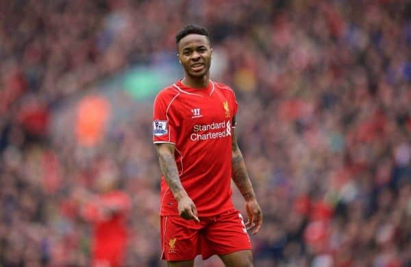 LIVERPOOL, ENGLAND - Saturday, May 2, 2015: Liverpool's Raheem Sterling in action against Queens Park Rangers during the Premier League match at Anfield. (Pic by David Rawcliffe/Propaganda)