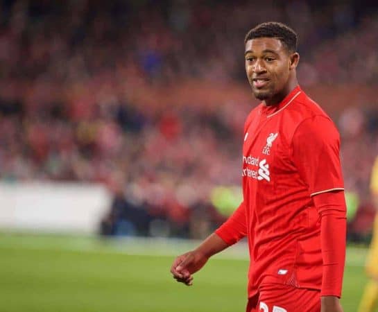 ADELAIDE, AUSTRALIA - Monday, July 20, 2015: Liverpool's Jordon Ibe in action against Adelaide United during a preseason friendly match at the Adelaide Oval on day eight of the club's preseason tour. (Pic by David Rawcliffe/Propaganda)