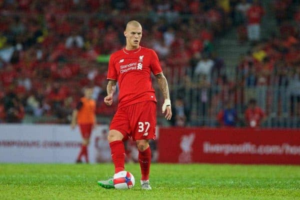 KUALA LUMPUR, MALAYSIA - Friday, July 24, 2015: Liverpool's Martin Skrtel in action against a Malaysia XI during a friendly match at the Bukit Jalil National Stadium on day twelve of the club's preseason tour. (Pic by David Rawcliffe/Propaganda)