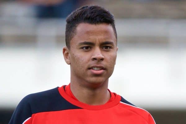 HELSINKI, FINLAND - Friday, July 31, 2015: Liverpool's new face Allan Rodrigues de Sousa warms up before a friendly match against HJK Helsinki at the Olympic Stadium. (Pic by David Rawcliffe/Propaganda)