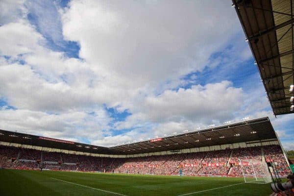 STOKE-ON-TRENT, ENGLAND - Sunday, August 9, 2015: Liverpool take on Stoke City during the Premier League match at the Britannia Stadium. (Pic by David Rawcliffe/Propaganda)