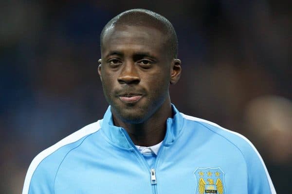 MANCHESTER, ENGLAND - Tuesday, September 15, 2015: Manchester City's Yaya Toure before the UEFA Champions League Group D match against Juventus at the City of Manchester Stadium. (Pic by David Rawcliffe/Propaganda)