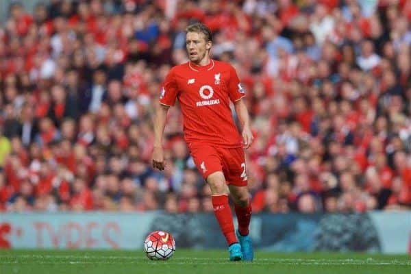 LIVERPOOL, ENGLAND - Saturday, September 26, 2015: Liverpool's Lucas Leiva in action against Aston Villa during the Premier League match at Anfield. (Pic by David Rawcliffe/Propaganda)