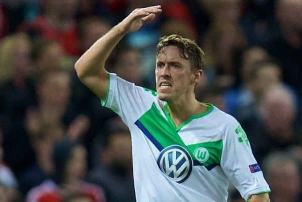 MANCHESTER, ENGLAND - Wednesday, September 30, 2015: VfL Wolfsburg's Max Kruse in action against Manchester United during the UEFA Champions League Group B match at Old Trafford. (Pic by David Rawcliffe/Propaganda)