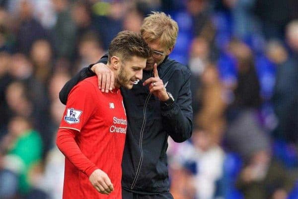 LONDON, ENGLAND - Saturday, October 17, 2015: Liverpool's manager Jürgen Klopp and Adam Lallana after the goal-less draw with Tottenham Hotspur during the Premier League match at White Hart Lane. (Pic by David Rawcliffe/Kloppaganda)