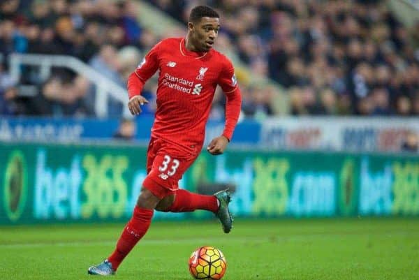 NEWCASTLE-UPON-TYNE, ENGLAND - Sunday, December 6, 2015: Liverpool's Jordon Ibe in action against Newcastle United during the Premier League match at St. James' Park. (Pic by David Rawcliffe/Propaganda)