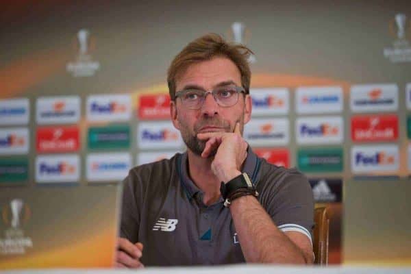 LIVERPOOL, ENGLAND - Wednesday, December 9, 2015: Liverpool's manager Jürgen Klopp during a press conference at the Fairmont Le Montreux Palace ahead of the UEFA Europa League Group Stage Group B match against FC Sion. (Pic by David Rawcliffe/Propaganda)