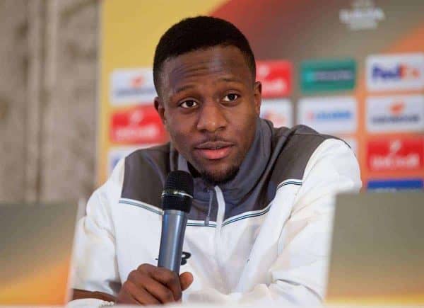 LIVERPOOL, ENGLAND - Wednesday, December 9, 2015: Liverpool's Divock Origi during a press conference at the Fairmont Le Montreux Palace ahead of the UEFA Europa League Group Stage Group B match against FC Sion. (Pic by David Rawcliffe/Propaganda)