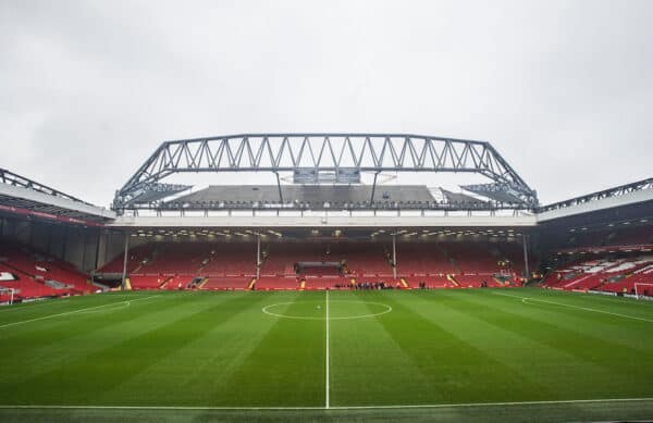 LIVERPOOL, ENGLAND - Sunday, December 12, 2015: View inside Anfield Stadium looking towards the Main Stand, as work continues on the multi-million pound revamp ahead of Liverpool's fixture against West Bromwich Albion in the Premier League. (Pic by David Rawcliffe/Propaganda)