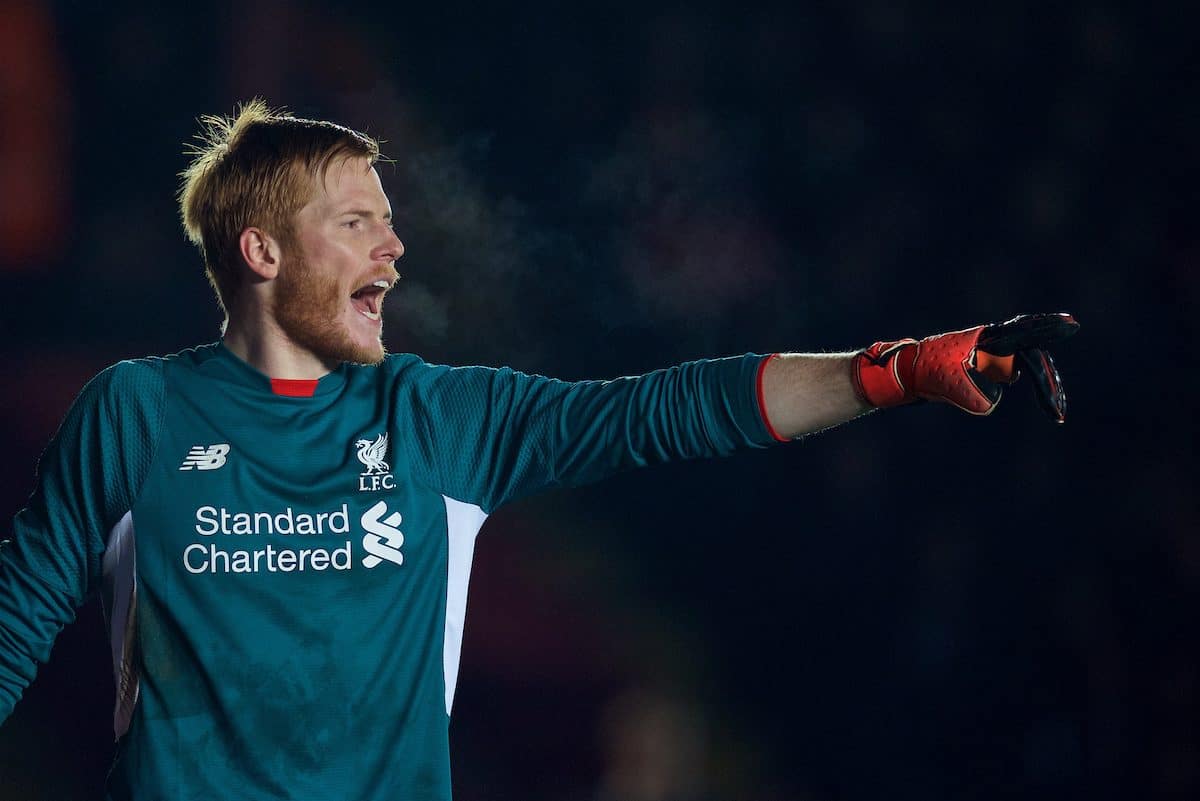 EXETER, ENGLAND - Friday, January 8, 2016: Liverpool's goalkeeper Adam Bogdan in action against Exeter City during the FA Cup 3rd Round match at St. James Park. (Pic by David Rawcliffe/Propaganda)