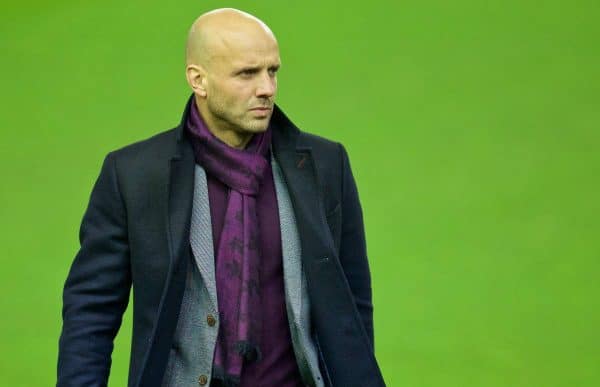 LIVERPOOL, ENGLAND - Wednesday, January 20, 2016: Exeter City's manager Paul Tisdale arrives before the FA Cup 3rd Round Replay match against Liverpool at Anfield. (Pic by David Rawcliffe/Propaganda)