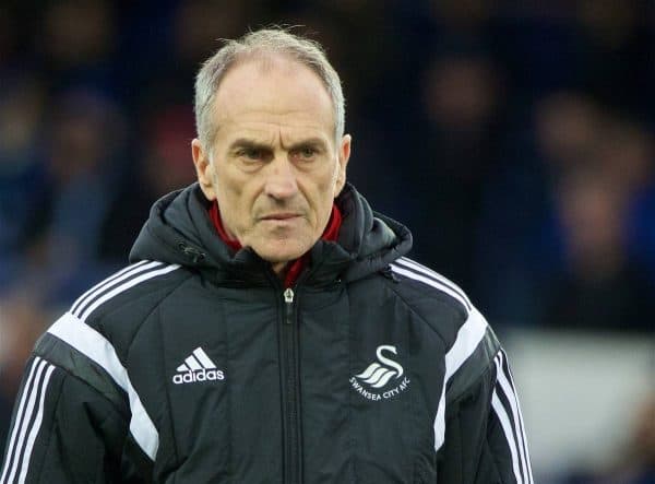 LIVERPOOL, ENGLAND - Sunday, January 24, 2016: Swansea City's manager Francesco Guidolin during the Premier League match against Everton at Goodison Park. (Pic by David Rawcliffe/Propaganda)