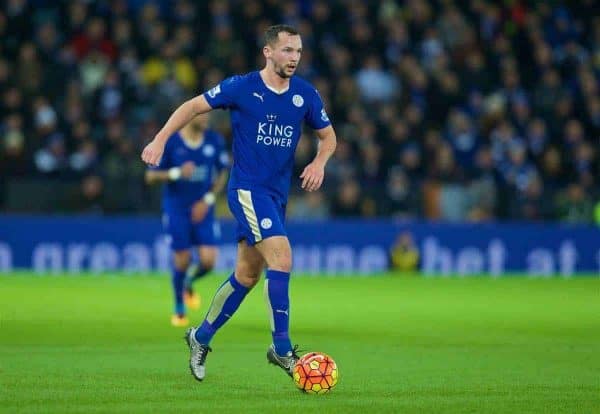 LEICESTER, ENGLAND - Monday, February 1, 2016: Leicester City's Danny Drinkwater in action against Liverpool during the Premier League match at Filbert Way. (Pic by David Rawcliffe/Propaganda)