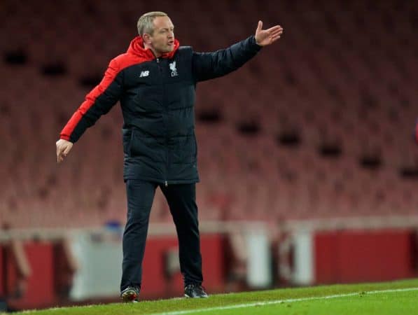 LONDON, ENGLAND - Friday, March 4, 2016: Liverpool's manager Neil Critchley during the FA Youth Cup 6th Round match against Arsenal at the Emirates Stadium. (Pic by Paul Marriott/Propaganda)