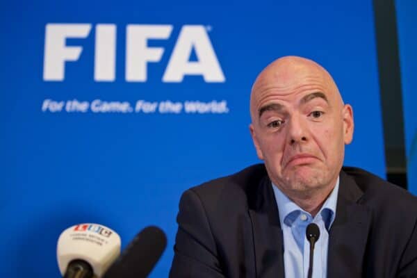 CARDIFF, WALES - Friday, March 4, 2016: New FIFA president Gianni Infantino during a press conference ahead of the International Football Association Board (IFAB) 130th Annual General Meeting (AGM) at the St. David's Hotel. (Pic by David Rawcliffe/Propaganda)