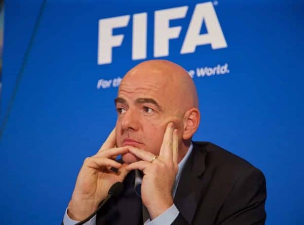 CARDIFF, WALES - Friday, March 4, 2016: New FIFA president Gianni Infantino during a press conference ahead of the International Football Association Board (IFAB) 130th Annual General Meeting (AGM) at the St. David's Hotel. (Pic by David Rawcliffe/Propaganda)