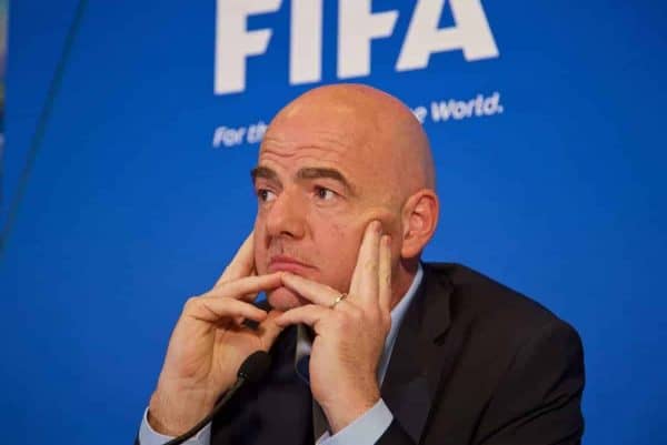 CARDIFF, WALES - Friday, March 4, 2016: New FIFA president Gianni Infantino during a press conference ahead of the International Football Association Board (IFAB) 130th Annual General Meeting (AGM) at the St. David's Hotel. (Pic by David Rawcliffe/Propaganda)