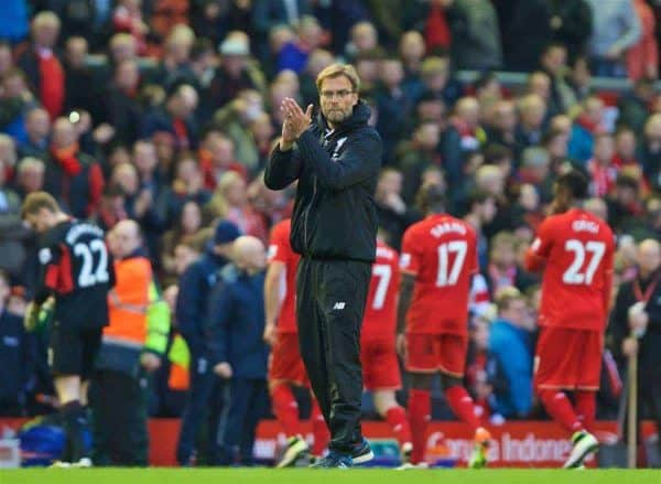 LIVERPOOL, ENGLAND - Saturday, April 2, 2016: Liverpool's manager Jürgen Klopp after the 1-1 draw against Tottenham Hotspur during the Premier League match at Anfield. (Pic by David Rawcliffe/Propaganda)