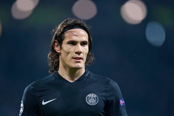 MANCHESTER, ENGLAND - Tuesday, April 12, 2016: Paris Saint-Germain's Edinson Cavani in action against Manchester City during the UEFA Champions League Quarter-Final 2nd Leg match at the City of Manchester Stadium. (Pic by David Rawcliffe/Propaganda)