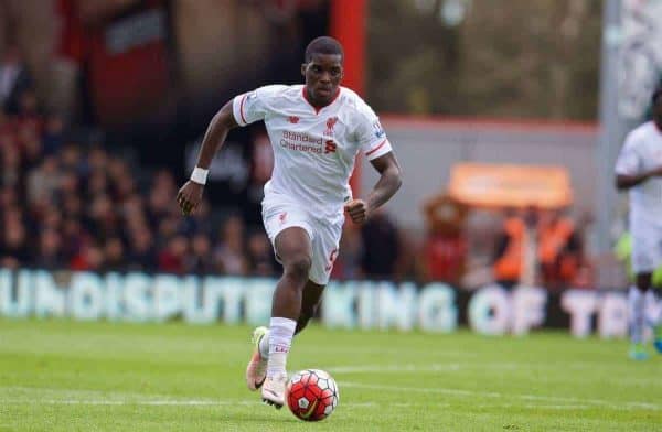 BOURNEMOUTH, ENGLAND - Sunday, April 17, 2016: Liverpool's Sheyi Ojo in action against Bournemouth during the FA Premier League match at Dean Court. (Pic by David Rawcliffe/Propaganda)