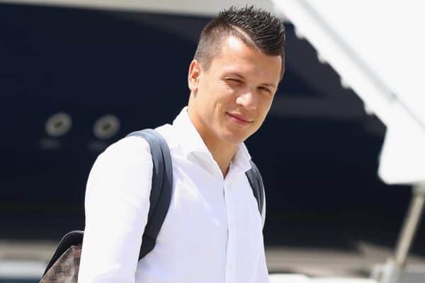 BASEL, SWITZERLAND - MAY 17: Sevilla's Konoplyanka arrives at Basel Airport ahead of the UEFA Europa League Final against Liverpool. (Pic by UEFA/Pool/Propaganda)