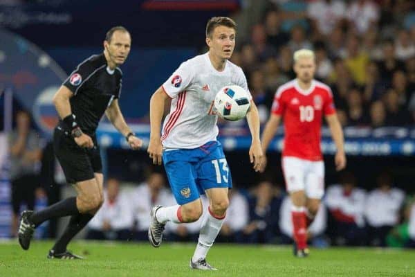 TOULOUSE, FRANCE - Monday, June 20, 2016: Russia's Aleksandr Golovin during the final Group B UEFA Euro 2016 Championship match against Wales at Stadium de Toulouse. (Pic by Paul Greenwood/Propaganda)