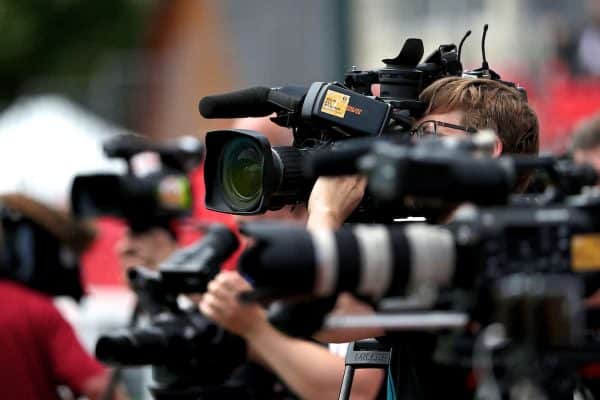 DINARD, FRANCE - Wednesday, June 22, 2016: Television cameras cover a Wales training session at their base in Dinard as they prepare for the Round of 16 match during the UEFA Euro 2016 Championship. (Pic by David Rawcliffe/Propaganda)