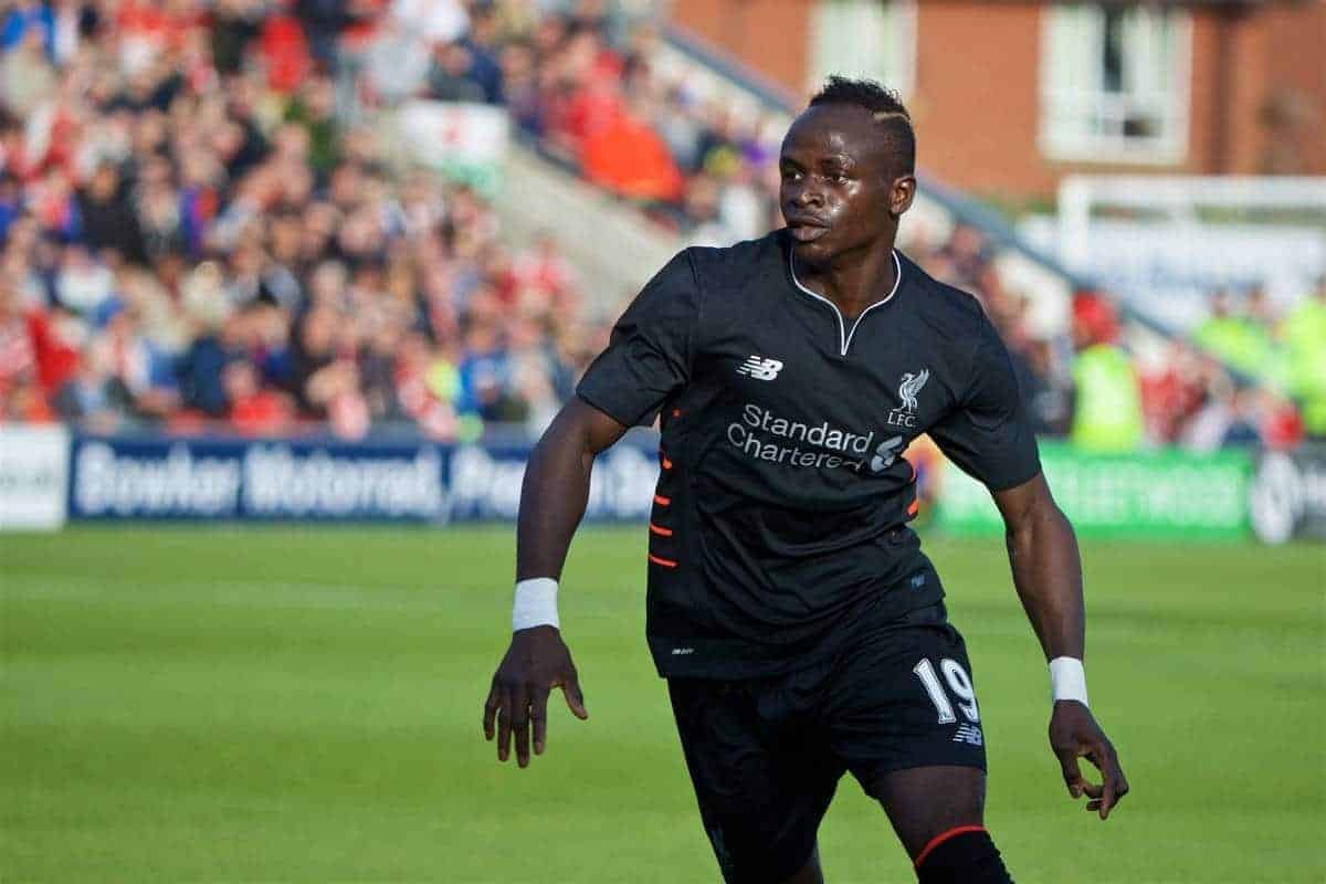 FLEETWOOD, ENGLAND - Wednesday, July 13, 2016: Liverpool's Sadio Mane in action against Fleetwood Town during a friendly match at Highbury Stadium. (Pic by David Rawcliffe/Propaganda)