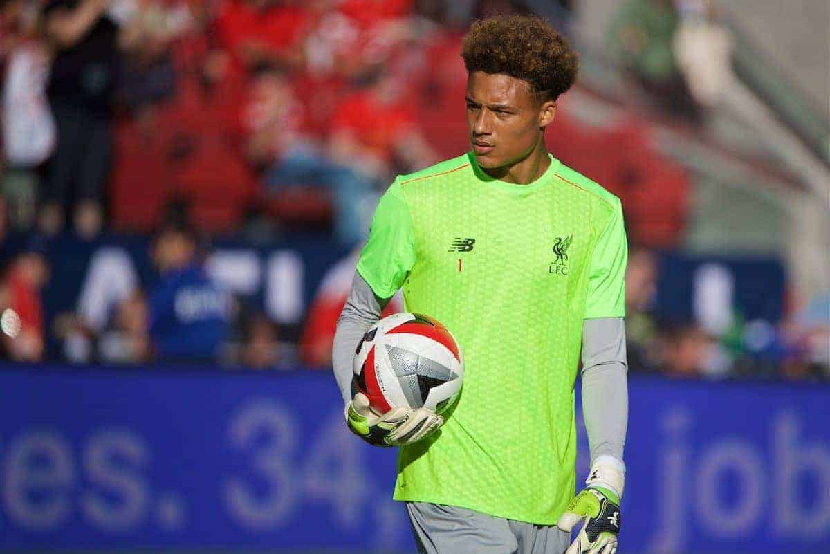 SANTA CLARA, USA - Saturday, July 30, 2016: Liverpool's goalkeeper Shamal George before the International Champions Cup 2016 game against AC Milan on day ten of the club's USA Pre-season Tour at the Levi's Stadium. (Pic by David Rawcliffe/Propaganda)