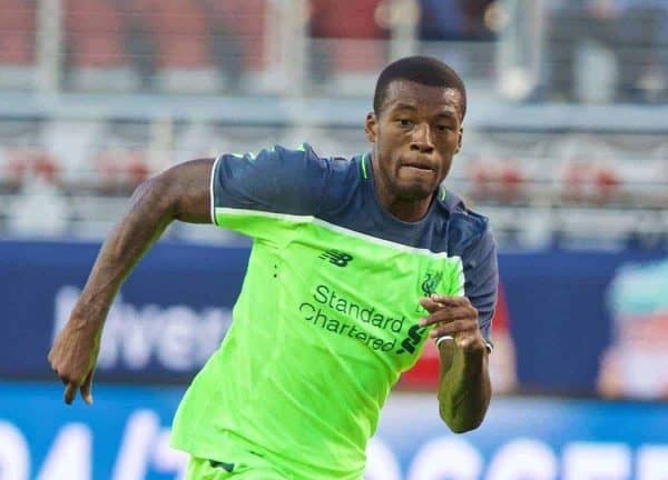 SANTA CLARA, USA - Saturday, July 30, 2016: Liverpool's Georginio Wijnaldum in action against AC Milan during the International Champions Cup 2016 game on day ten of the club's USA Pre-season Tour at the Levi's Stadium. (Pic by David Rawcliffe/Propaganda)